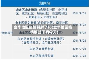 金华地区疫情解封了吗(金华地区疫情解封了吗今天)