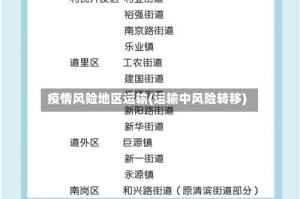 疫情风险地区运输(运输中风险转移)