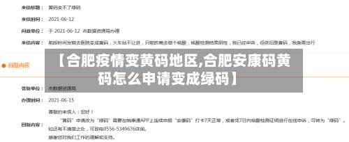 【合肥疫情变黄码地区,合肥安康码黄码怎么申请变成绿码】-第2张图片